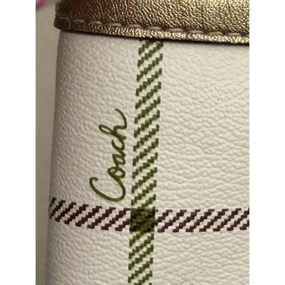 Coach Peyton Small Tattersall Plaid Tote Coated Canvas Leather Trim F48586